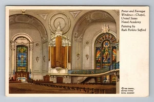 Annapolis MD-Maryland, Chapel, US Naval Academy, Windows Vintage Postcard - Picture 1 of 2