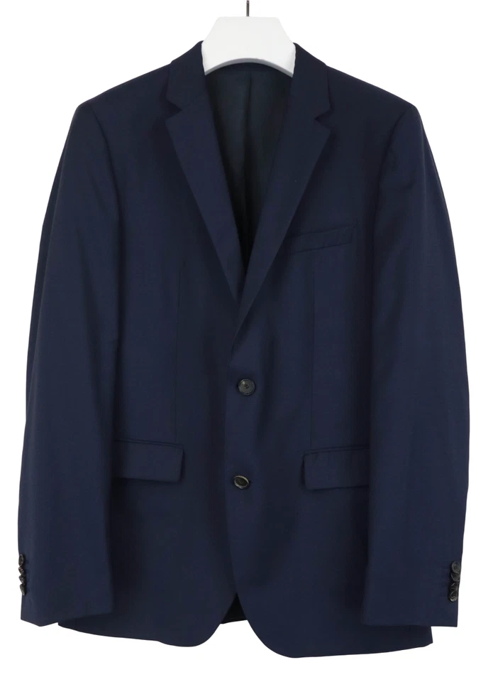 Blazer HUGO BOSS Para Hombre US 40L Forrado Azul Único Pecho Lana Pura Foto 1 de 4