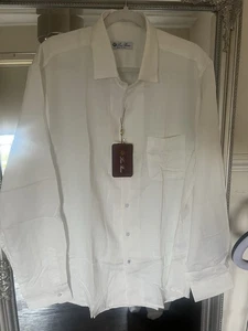 Loro Piana White Linen Shirt Man Size L Made In Italy - Picture 1 of 6