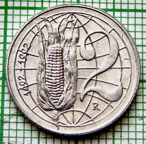 SAN MARINO 1992 2 LIRE, Discovery of America - Corn Cob, ALUMINIUM UNC km# 279 - Picture 1 of 6