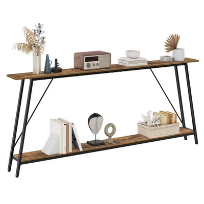 控制台桌,78.7英寸2层沙发桌带储物,窄入口桌... — 第 1/4 张图片