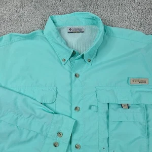 Columbia PFG Omni-Shade Shirt Men's Lg (Read) Aqua Green Long-Slv Vented Fishing - Imagen 1 de 20