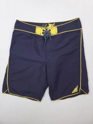 Pantalones Cortos Fox Racing Para Hombre 34 Azul Marino Amarillo Boardshorts Bañador Cordón Foto 1 de 4