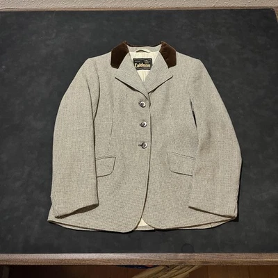 Chaqueta Caldene Mujer 12 Pata de Gallo Tweed Terciopelo Cuello Ecuestre Inglaterra Foto 1 de 4
