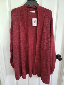 Sonoma maglione cardigan donna aperto davanti rosso marmorizzato taglia XL NUOVO - Foto 1 di 7