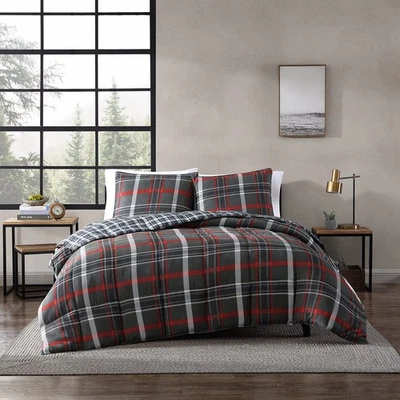 - King Comforter Set, Reversible Plaid Bedding with Matching Shams, Cozy Home... - Image 1 of 4