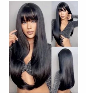 Long Straight Wig with Bangs Synthetic Hair Wig for Women Wigs Cosplay Prom Wig - Picture 1 of 1