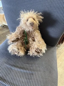 Plush Bear Shaggy Curly Hair Blonde Brown Realistic Stuffed Animal 13” - Picture 1 of 7
