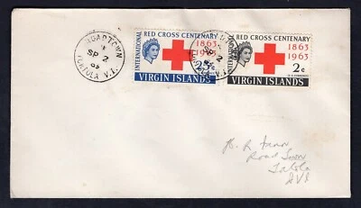 BRITISH VIRGIN ISLANDS 1963 FDC Cover. Red Cross Stamps - Image 1 of 2
