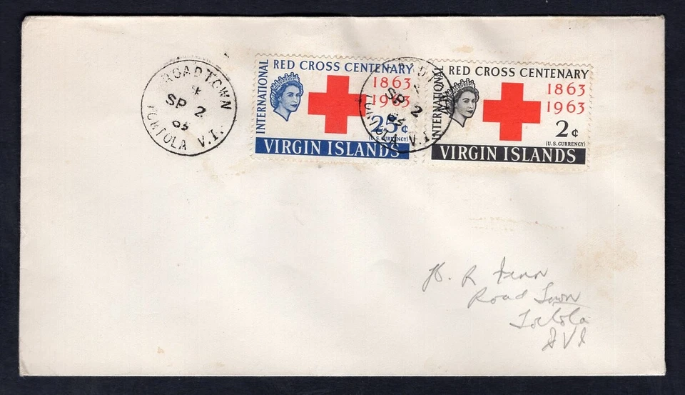 BRITISH VIRGIN ISLANDS 1963 FDC Cover. Red Cross Stamps - Image 1 of 2
