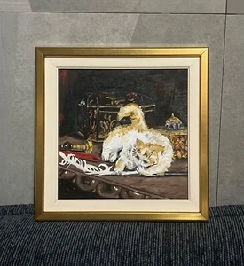 cat on the table oil painting oil on canvas - Picture 1 of 9