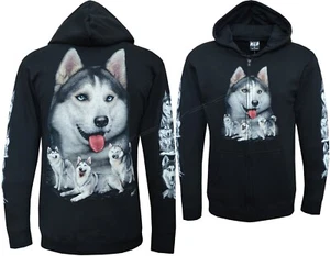 Siberian Husky Dog Huskies Glow in the Dark Zip Up Hoodie M - 3XL por Wild - Imagen 1 de 5
