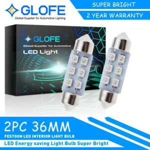 2pc 6418 6411 36MM Festoon LED Interior Dome Ceiling Light Bulbs Ultra Blue - Picture 1 of 6