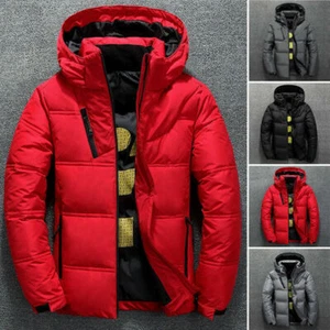 Winter Herren warm gesteppt Entendaunen wattiert Luftpolster gefütterte Jacke Mantel Parka heiß - Bild 1 von 15