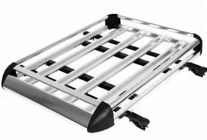 Large Silver Aluminium Roof Rack Basket Tray Luggage Cargo Carrier with Bars XL - Picture 1 of 3