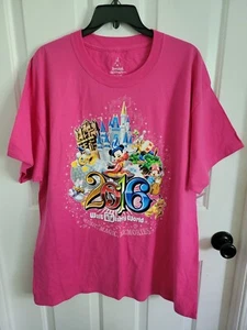 Disneyland Walt Disney World 2016 Women's Pink Short Sleeve T-shirt Size XL NEW - Picture 1 of 6