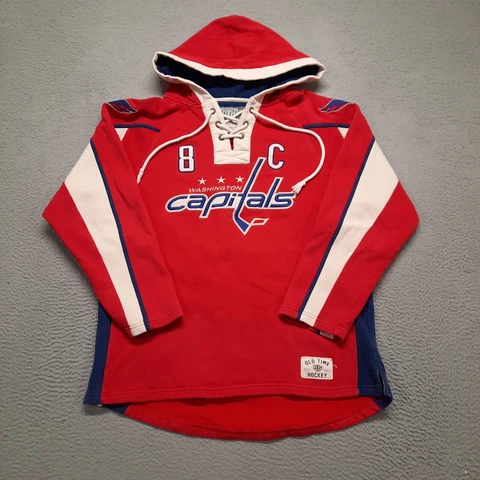Washington Capitals Alex Ovechkin Old Time Hockey Jersey Hoodie Mens Size Medium Cover
