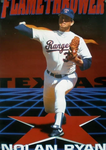 SEALED Nolan Ryan FLAMETHROWER Texas Rangers Costacos Brothers 23x35 POSTER 1992 Cover