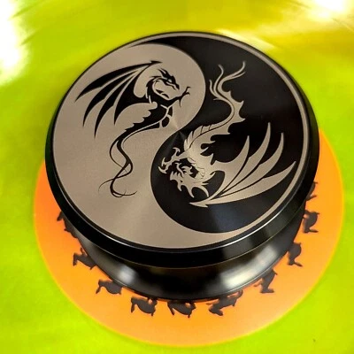 Vinyl record stabilizer weight. Dragon Yin and Yang engraved turntable weight. - Image 1 of 4