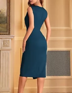 Women's Wear to Work Dresses Crew Neck Sleeveless Sheath Pencil Dress Vintage C - Picture 1 of 2