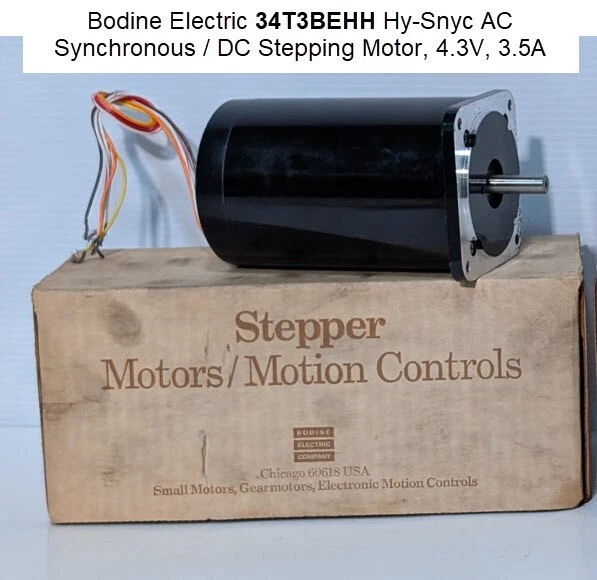 Bodine Electric 34T3BEHH Hy-Snyc AC Synchronous / DC Stepping Motor, 4.3V, 3.5A - Image 1 of 4
