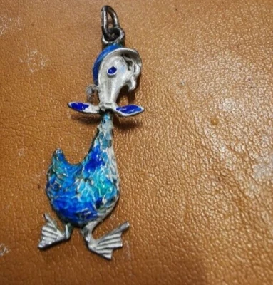 argento 925 e smalto ciondolo papera - Immagine 1 di 3
