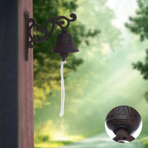 Faux Bronze Cast Iron Captains Bell W/Practical Rope Wall Mounted Doorbell Cover