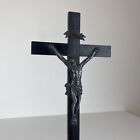 Altes Standkreuz versilbert Holz Kruzifix Altarkreuz Jesus Heilige Geist Antik