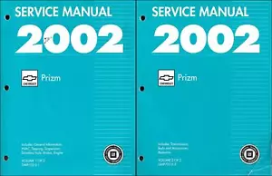 2002 Geo Prizm Riparazione Manuale 2 Volume Set Chevrolet Originale Negozio - Foto 1 di 2