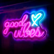 Pink Good Vibes Neon Signs Wall Love LED Lignt Powered Party Bar Decoration USB