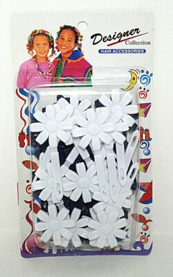 Pinzas para el cabello con flores de margarita pasadores soportes cola de caballo azul blanco para niñas  Foto 1 de 2