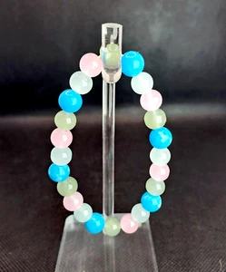 Aquamarin - Rosenquarz - Aventurin ~ Edelstein Armband (* 8 mm) + Organzabeutel - Bild 1 von 7