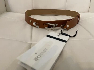 NUEVO Sportmax cuero cordero camello/óxido ancho cinturón es 1 1/4" W originalmente $425.00 Foto 1 de 4