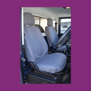 Par de fundas de asiento delanteras a medida para Land Rover Defender 2007-2015 gris impermeable - Imagen 1 de 2