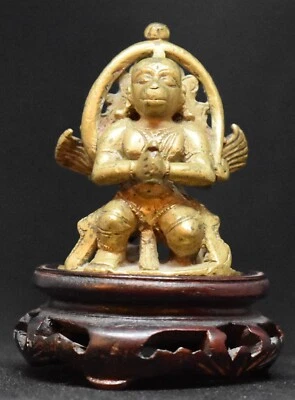 Campana Hanuman y Garuda de dos caras remate antigua 2 1/4 " Foto 1 de 4