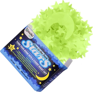 Pack of 300 Glowing Stars & Moon. Fluorescent Ceiling Stars for Kids. Glow in th - Picture 1 of 12