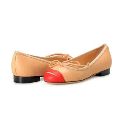 Flats Shoes Charlotte Olympia Girls "INCY KISS ME DARCY" Beige Leather Ballet - Image 1 of 4