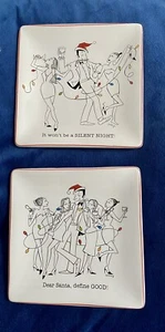 Mud pie Set Of 2 Christmas Snack Plates, 5” Square - Picture 1 of 5