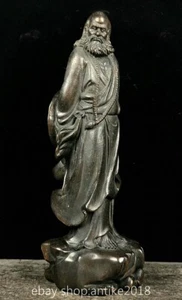 14.6" Old Chinese Ebony Carved Buddhism Arhat Bodhidharma Dharma Buddha Statue - Picture 1 of 8