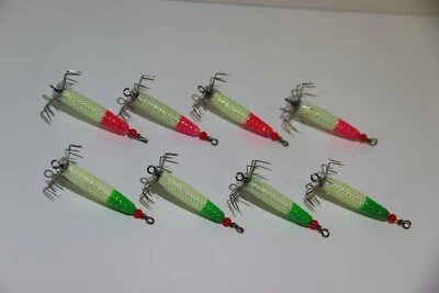 BASHI 8x Puget Sound Squid Jig - 2/3 oz bottom jig, super glow in dark, squid fishing