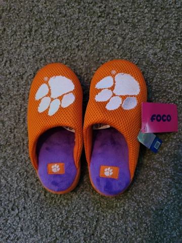 NCAA Clemson Tigers FOCO Kids Unisex Cozy Slippers Bedroom Shoes size L (5/6) Cover