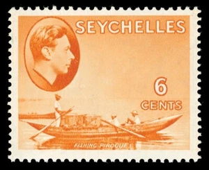 Seychelles 1938 KGVI 6c orange (CH) superb MNH. SG 137. Sc 128. - Picture 1 of 2