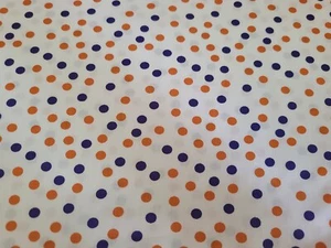 BTY X 60"W Fabric Orange & Purple Polkadots On White Quilting Sewing Crafting - Picture 1 of 2