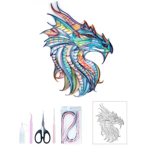 Quilling Paper Quilling Kit per Adulti Principianti, 16 * 20 Pollici Drago Blu, Ex... - Foto 1 di 9