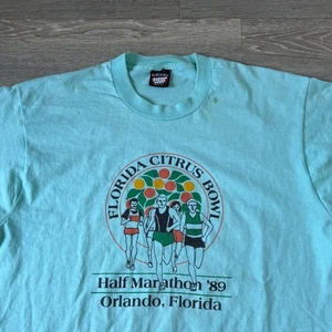 Vintage 80s Florida Citrus Bowl Half Marathon Tee Orlando Large Running - Picture 1 of 8
