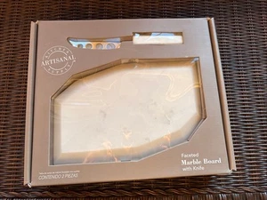 New Kitchen Supply ARTISANAL Faceted Marble Board With Knife-Cheese/Charcuterie - Picture 1 of 8