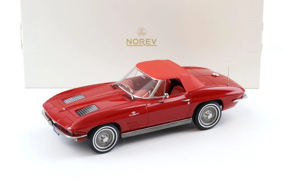 CHEVROLET CORVETTE STINGRAY CABRIOLET 1963 RIVERSIDE RED 1 18 Norev Auto Stradal