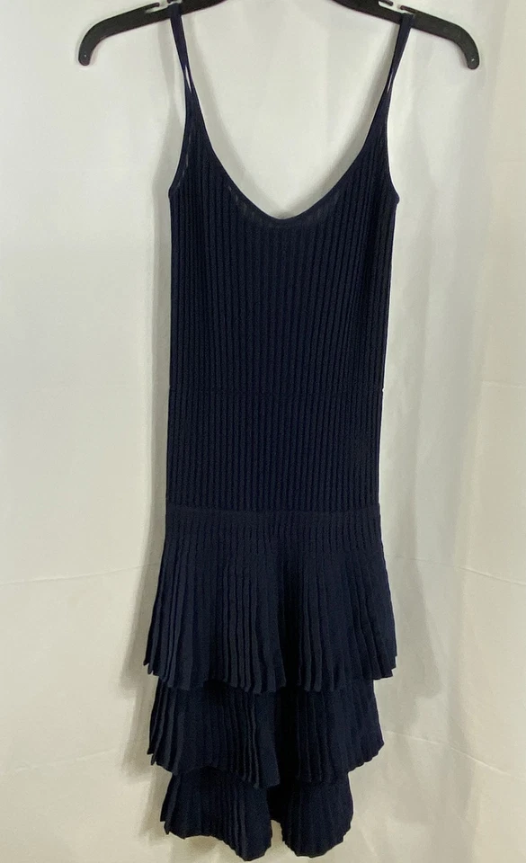 Vestido de cóctel plisado liso azul Armani para mujer sin mangas 36 Foto 1 de 3