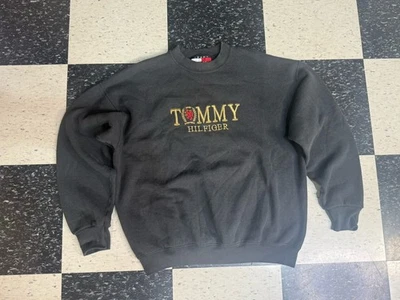 Pulôver masculino Tommy Hilfiger gola redonda gola redonda bordado vintage feito nos EUA - Imagem 1 de 4