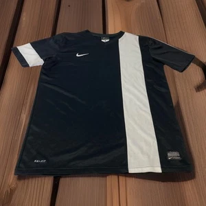 Nike Authentic Youth Boys XL Extra Large Black White V Neck Jersey T Shirt - Picture 1 of 14